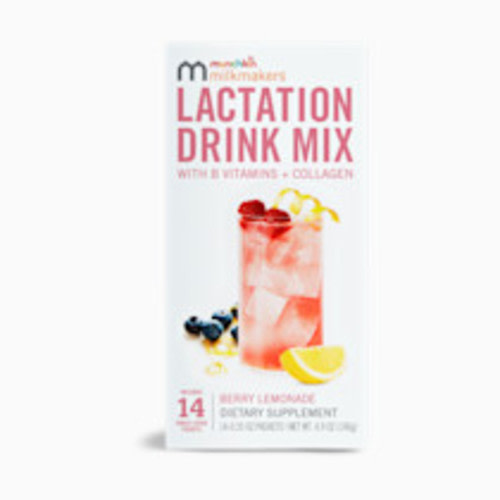 Munchkin Milkmakers Lactation Drink Mix Supplement with B Vitamins/Collagen/Fenugreek & Milk Thistle for Breastfeeding Moms, Berry Lemonade, 12 Count