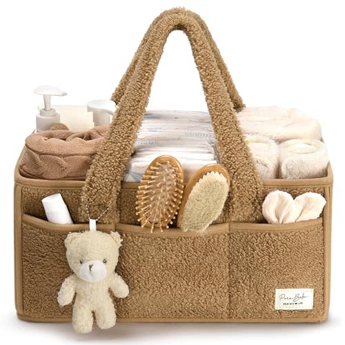 PeraBella Baby Diaper Caddy Organizer for Changing Table, Baby Storage Basket for Diapers and Baby Wipes, Gift for Baby Shower, Car Caddy Organizer, Nursery Diaper Organizer, Portable Diaper Storage