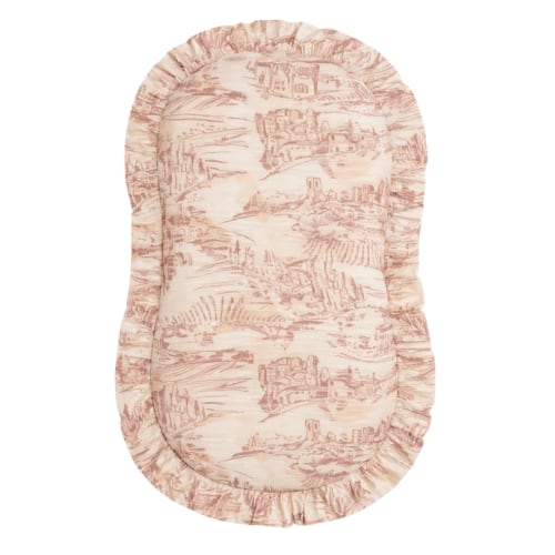 Brown Toile Ruffle Baby Lounger Cover