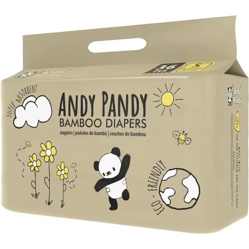 Andy Pandy Bamboo Disposable Diapers Small, White, 8-16 lbs, 36 Count (Pack of 1)