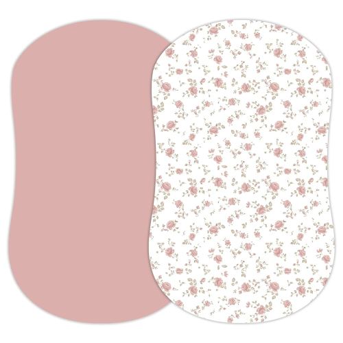 Baby Bassinet Sheets Girl (Juliette) 2-Pack - Fitted Bedside Bassinet Sheets - Buttery Soft Cotton Blend for Standard Bassinet Mattress Pad - Compatible with Halo Bassinest