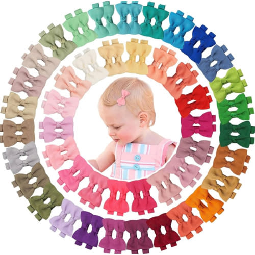 CLLOT Hair Clip 90PCS, Baby Girls Fully Lined Baby Bows