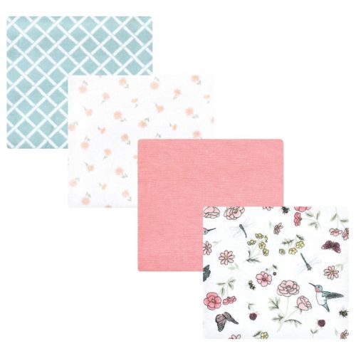 Hudson Baby Infant Girl Cotton Rich Flannel Receiving Blankets, Hummingbird Garden, One Size