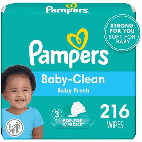Pampers Baby Clean Wipes, Baby Fresh Scented, 3 Flip-Top Packs (216 Wipes Total)