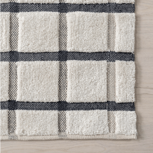 Rowena Checked Wool Rug | Ivory – Rugs USA