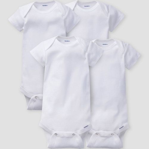 Gerber Baby 4pk Short Sleeve Onesies - White, Size: 3-6M