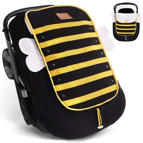 Baby Car Seat Cover, Novashion Winter Infant Carseat Canopy, Warm Plush Fleece Shield Covers to Protect Baby from Cold Wind Snow, Black