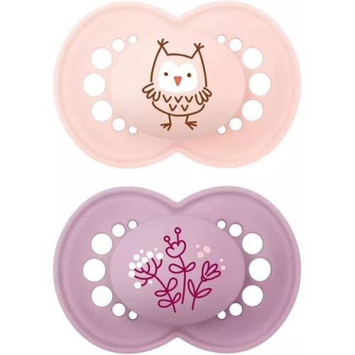 MAM Original Matte Baby Pacifier, Nipple Shape Helps Promote Healthy Oral Development, 2 Pack, Girls, 6+ Months