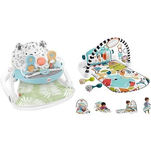 Fisher-Price Baby Activity Gym & Portable Infant Chair Deluxe Sit-Me-Up Floor Seat with Feeding Tray & Toy Bar