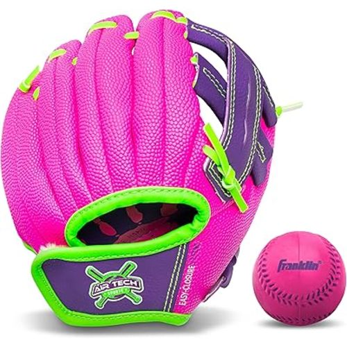 Franklin Sports Air Tech Baseball Glove with Ball - Tee Ball - Soft Air Tech Foam