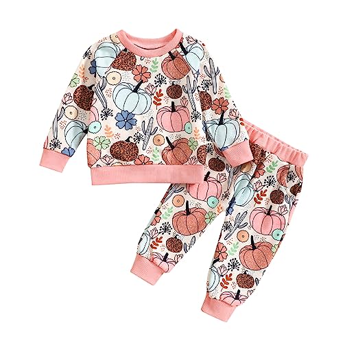 YINGISFITM Halloween Baby Girl Clothes Spooky Ghost Sweatshirt Long Sleeve Shirt Top Pants Fall Toddler Halloween Outfit Girl