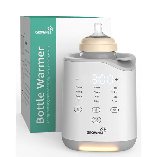 GROWNSY Bottle Warmer, 2025 Fast Baby Bottle Warmer for Breastmilk & Formula, Smart Temperature Control, with Timer, Thaw, Food Heater, Night Light, Chauffe Biberon for All Bottles