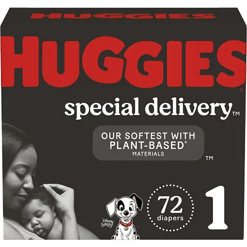 Huggies Special Delivery Hypoallergenic Baby Diapers Size 1 (up to 14 lbs), 72 Ct, Fragrance Free, Safe for Sensitive Skin