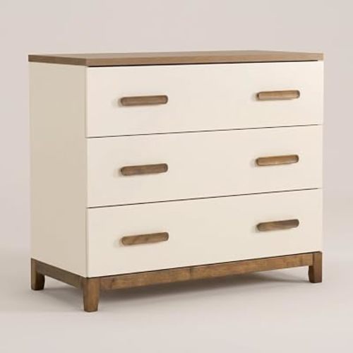 dadada LaLa 3-Drawer Compact Nursery Dresser, Deep Drawers, Almond/Walnut