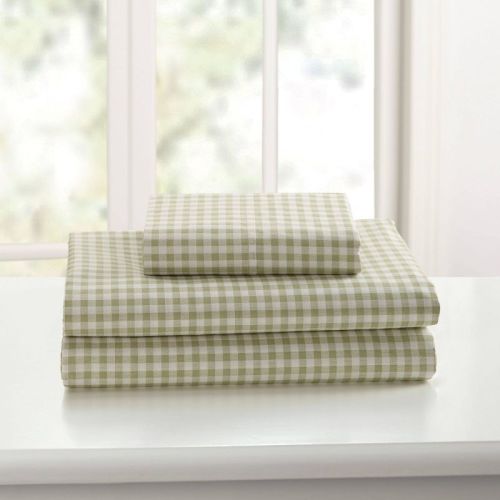 Laurel & Mayfair Gingham Print Sheet Set in green gingham