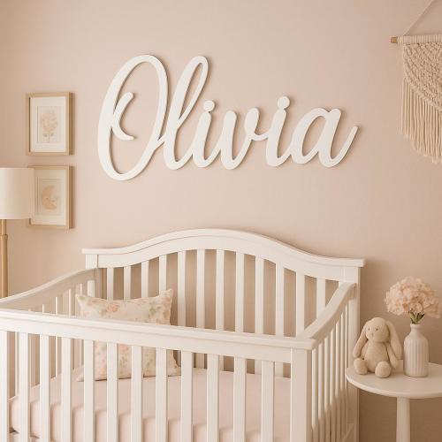 Personalized Wooden Name Sign 8"- 35" WIDE Baby Girl Nursery Wall Decor - Custom Kids Room Decor Baby Shower Gift for Boys Wood Name Plaque