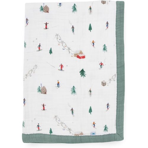 Little Unicorn Newborn Receiving Quilt | Ultra- Soft, Multi-Layered Muslin Fabric | Gift for Newborns & on-The-go (Powder Party)