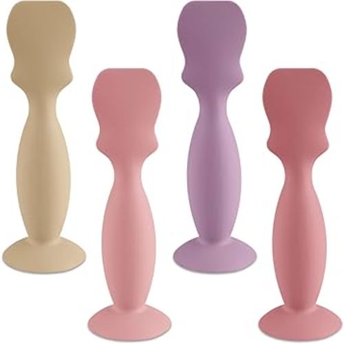 Mini Size Baby Diaper Cream Spatula Applicator Soft Silicone Baby Butt Paste Spatula (4Pack, Cream/Lilac/Blush/Mauve)