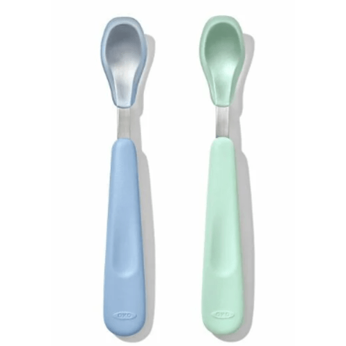 Feeding Spoon Set with Soft Silicone (Color: Opal Dusk)