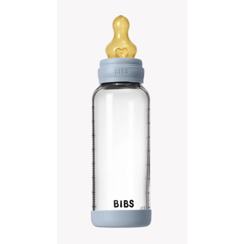 BIBS Baby Glass Bottle Set 8oz Latex - Baby Blue | Smooth Feeding – Bibsworld store US