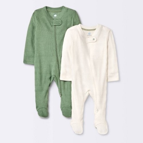 Baby 2pc Waffle Sleep N' Play - Cloud Island™ Green 0-3M