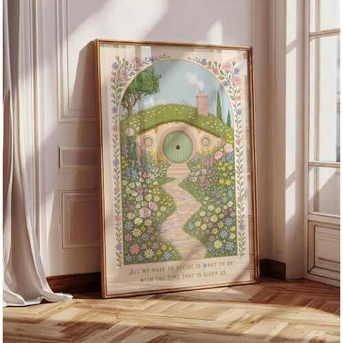 All We Have to Decide Quote Print, Fantasy Wall Art, The Shire-Inspired Wall Art, Hobbit Home Décor, Book Lover Gift, Gandalf Fantasy Quote