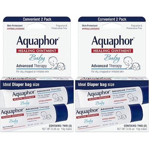 Aquaphor Baby Healing Ointment, To-Go Pack | Advanced Therapy | For Chapped Cheeks | For Diaper Rash | 2 Count Pack