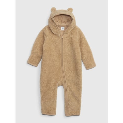 Baby Sherpa Bear One-Piece in travertine brown, size: 0-3 M