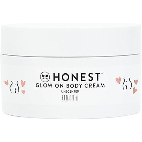 The Honest Company Honest Mama Glow On Body Cream | Hydrates, Firms, + Tightens Skin | Shea Butter, Avocado Oil, Vitamin E | 6 oz