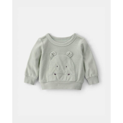 Baby Hippo Terry Pullover Sweatshirt - Green | Carter’s Oshkosh Canada