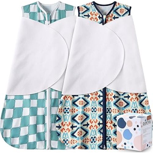 Newborn Sleep Sack Baby Swaddle,3-Way Adjustable Wearable Blanket,100% Rayon Cotton Swaddling Sleeping Bag. (Bohemia&Checkered, 0-3 Months)