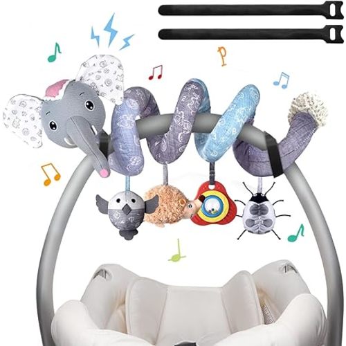 Car Seat Toys for Babies 0-6 Months Boys Girls Newborn Toys Stroller Toy, Carseat Toys Hanging Baby Infant Toy 0-3 Months for Carseat Stroller Crib with Music Rattle, Baby Gift for 0 3 6 9 12 Months