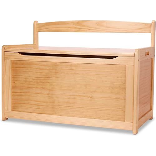 Melissa & Doug Wooden Toy Chest - Light Wood Furniture for Playroom, Blonde