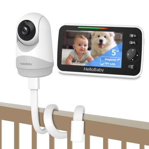 HelloBaby HB6250 Baby Monitor with camera stand, 5" Screen, VOX, PTZ, Night Vision, No WiFi