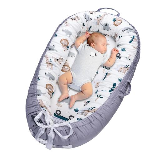 Baby Lounger, Infant Lounger for Newborn 0-24 Months, Breathable and Soft 100% Cotton Baby Nest Cover, Babies Essentials Gifts, Portable Co-Sleeping Baby Bed for Home and Travel