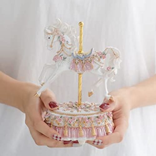 LOVE FOR YOU Gift Wrapped Music Box Carousel Horse European Style Musical Decorations for Baby Women Friends Female Kids Girls Sister Anniversary Birthday Twinkle Twinkle Little Star