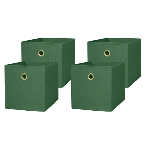 Mainstays Collapsible Fabric Cube Storage Bins (10.5" x 10.5"), 4 Pack, Green Sage Swirl