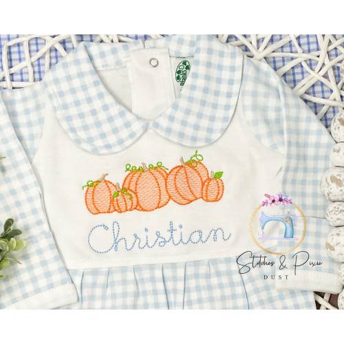 Baby Boy First Thanksgiving Outfit/Monogrammed Personalized Footie/Row of Pumpkins/Baby Shower Gift/Newborn/Embroidered Romper/Sleeper