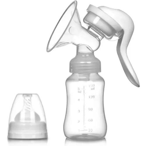 Manual Silicone Breast Pump Milk Collector, Heat Resistant, Strong Suction, BPA Free, Clear