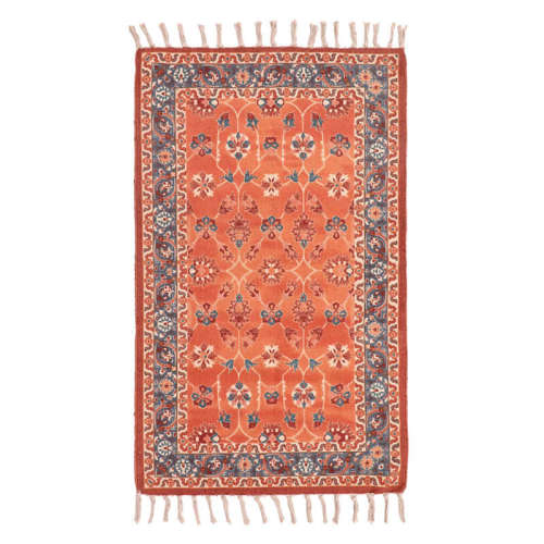 Rust Traditional Border Embroidered Accent Rug, 27x45