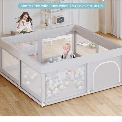 Hiaksedt Baby Playpen 50x50 Inch, Play Pens for Babies and Toddlers Baby Fence Play Yards for Indoor & Outdoor with Breathable Mesh Anti-Fall Playpen