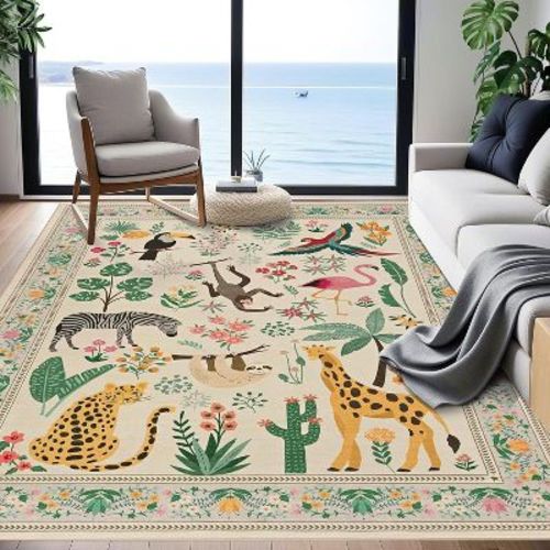 Acekool Modern Animal Print Area Rug, Ultra Soft Washable Low Pile, Non-Slip