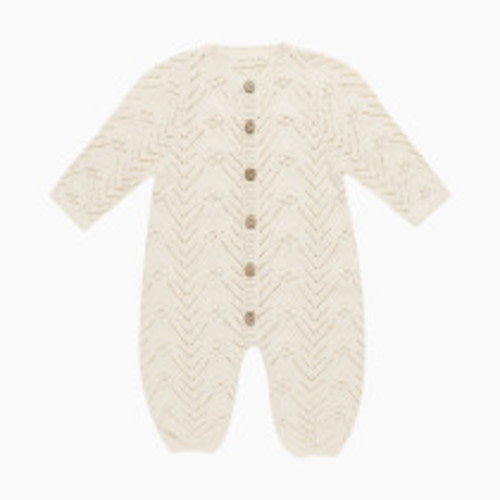 Quincy Mae Long Sleeve Bobble Romper - Natural, 6-12 M
