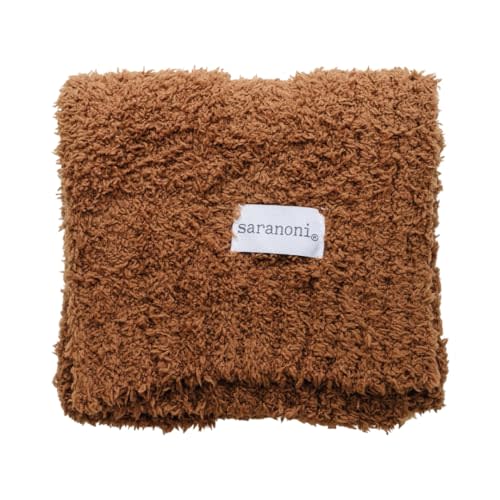 SARANONI Bamboni Luxury Baby Blanket, Breathable & Soft Plush Blanket for Infant Boys & Girls (Caramel, Mini 15” x 20”)
