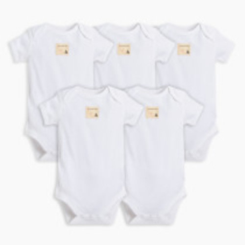 Burt's Bees Baby Organic Short Sleeve Bodysuit (5 Pack) - Cloud, 0-3 Months
