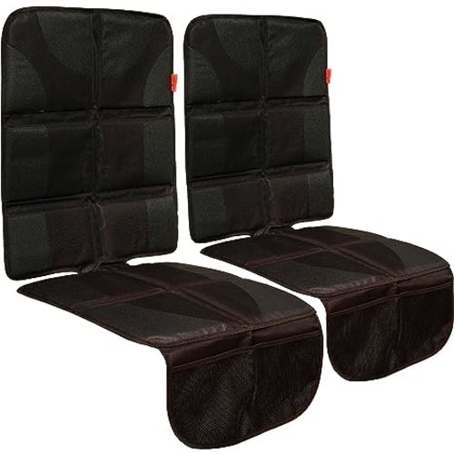 Lusso Gear Value Twin Pack Car Seat Protector, Thick Padding, 2 Mesh Storage Pockets, Waterproof, Protects Fabric or Leather Seats from Child Seats and Pets, Non-Slip Rubber Padded Backing - 2-Pack Black
