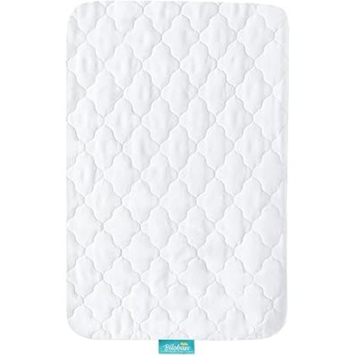 Mini Crib Mattress Protector 38" x 24" Sheets Fitted Waterproof Mini Crib Mattress Pad Cover, Noiseless & Machine Wash 100% Absorbent Mattress Protector Sheet Quilted, White
