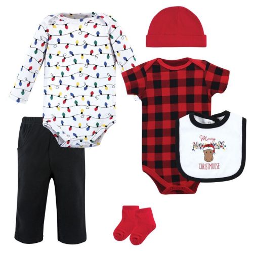 Hudson Baby Unisex Baby Cotton Layette Set, Christmoose, 3-6 months