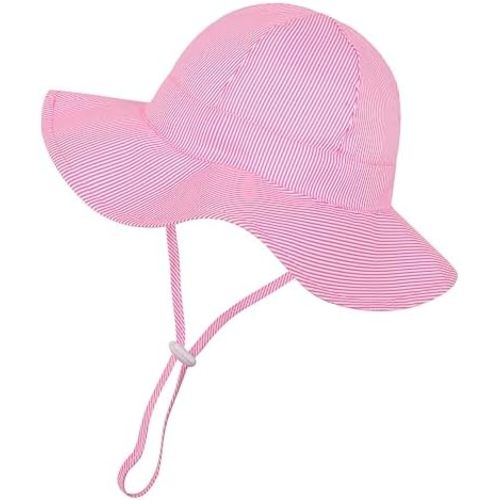 Baby Toddler Infant Girls Bucket Sun Hats Protection Beach UPF 50+ Toddler Wide Brim Bucket Summer Hats