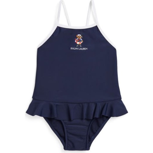 Bear Embroidered One-Piece Swimsuit, 3-6M
